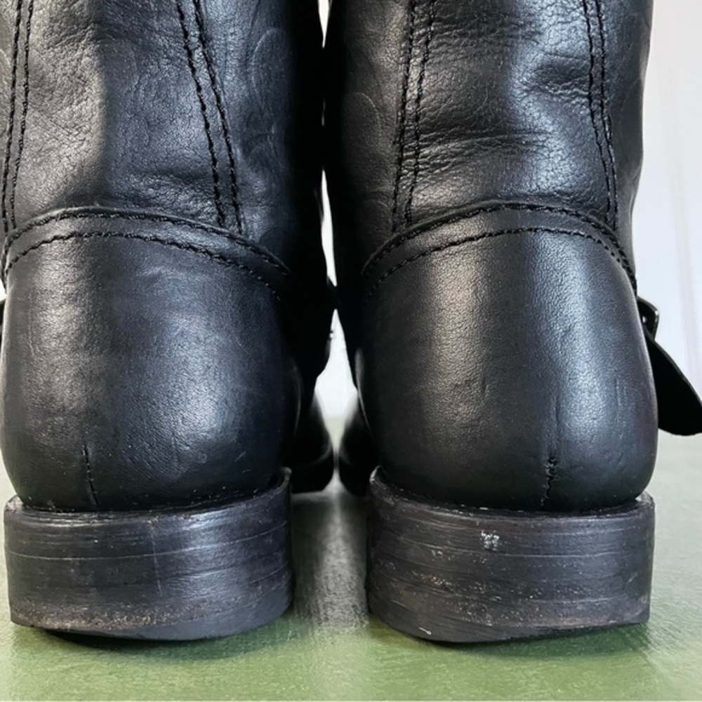 Frye x Coach Collab Knee Boots w Low Key Monogram/Logos - Picture 9 of 15